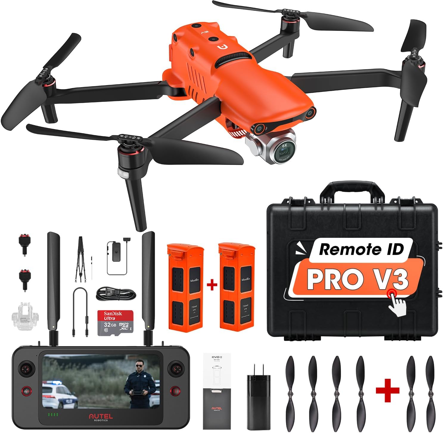 Autel Robotics EVO 2 Pro V3: Son-y 1" CMOS Sensor & 6K HDR Video, Moonlight Algorithm 2.0, Max ISO 44000,12-Bit DNG, 6.4" Smart Controller SE,15KM Transmission, 360° Obstacle Avoidance, 40 Minutes