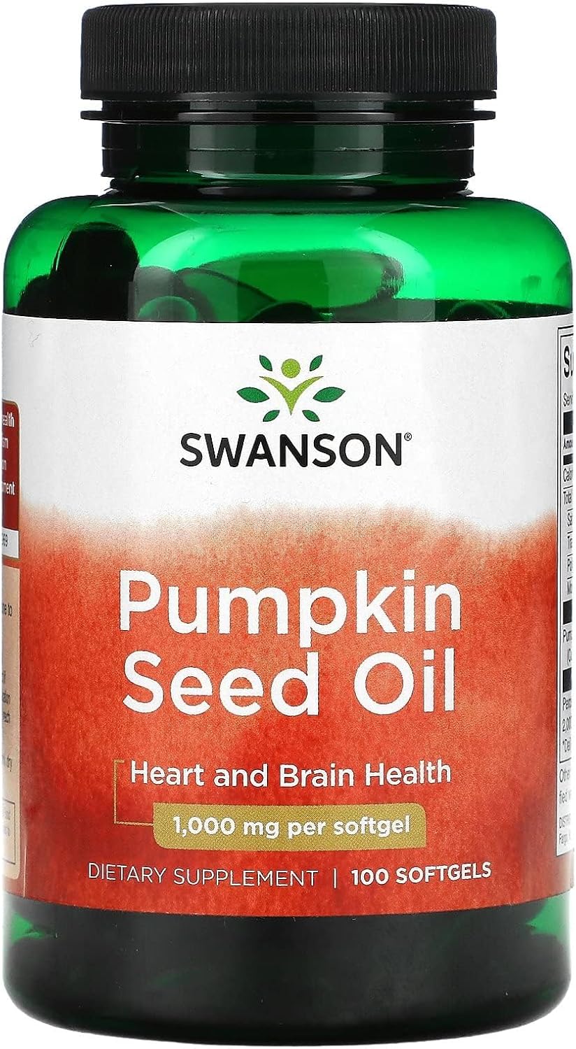 Swanson Pumpkin Seed Oil Prostate and Wellness Support Supplement for Men Seeking Natural EFA Benefits - Highly Bioavailable - 1,000 mg (100 Softgels)
