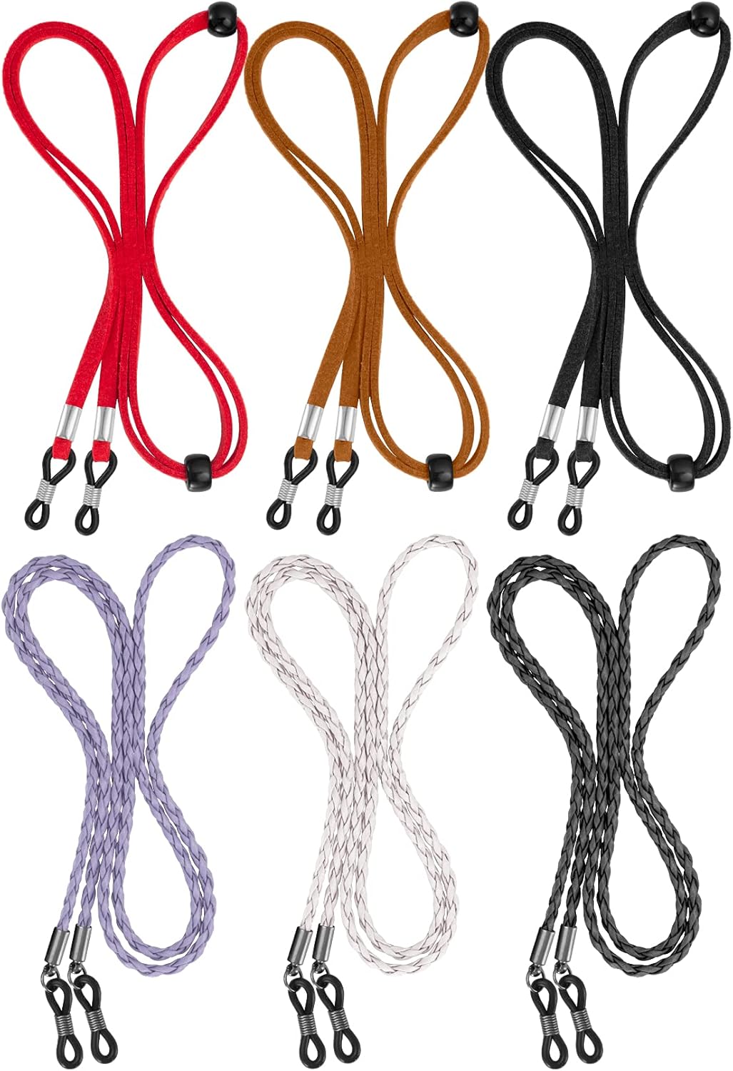 BILIONE Eyeglass Strap, 6Pcs Premium Glasses Holder Chains, Multicolor Eyewear Retainer for Women Men and Kids