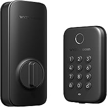 Wyze Auto-Lock Bolt, Fingerprint Keyless Entry Door Smart Bluetooth Deadbolt Replacement, Backlit Keypad, IPX5 Weatherproof, in-App History and Scheduled Access, BHMA, UL 20-Min Fire Rated