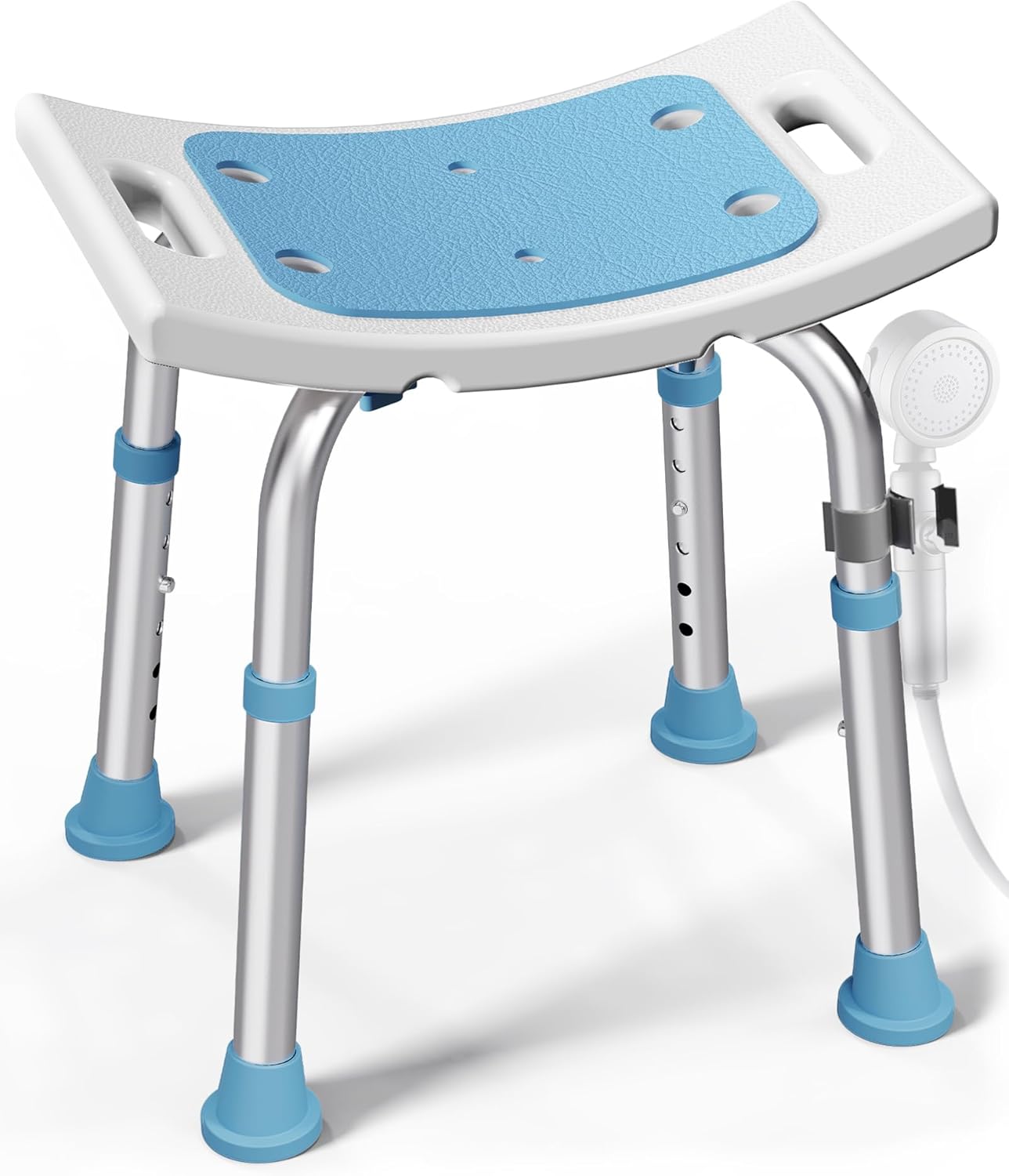 HOMLAND Adjustable Shower Chair Stool with Suction Feet, Seat for Inside Tub, Bathroom, Bath Bench for Elderly and Disabled, 400 lbs, Light Blue