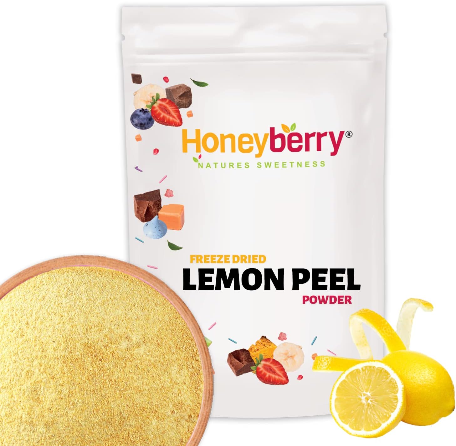 Freeze Dried Lemon Peel Powder 100g - Pure and Tangy Citrus Lemon Powder - All Natural, No Additives or Preservatives, Perfect for Cooking and Baking Delights, Smoothies and Desserts