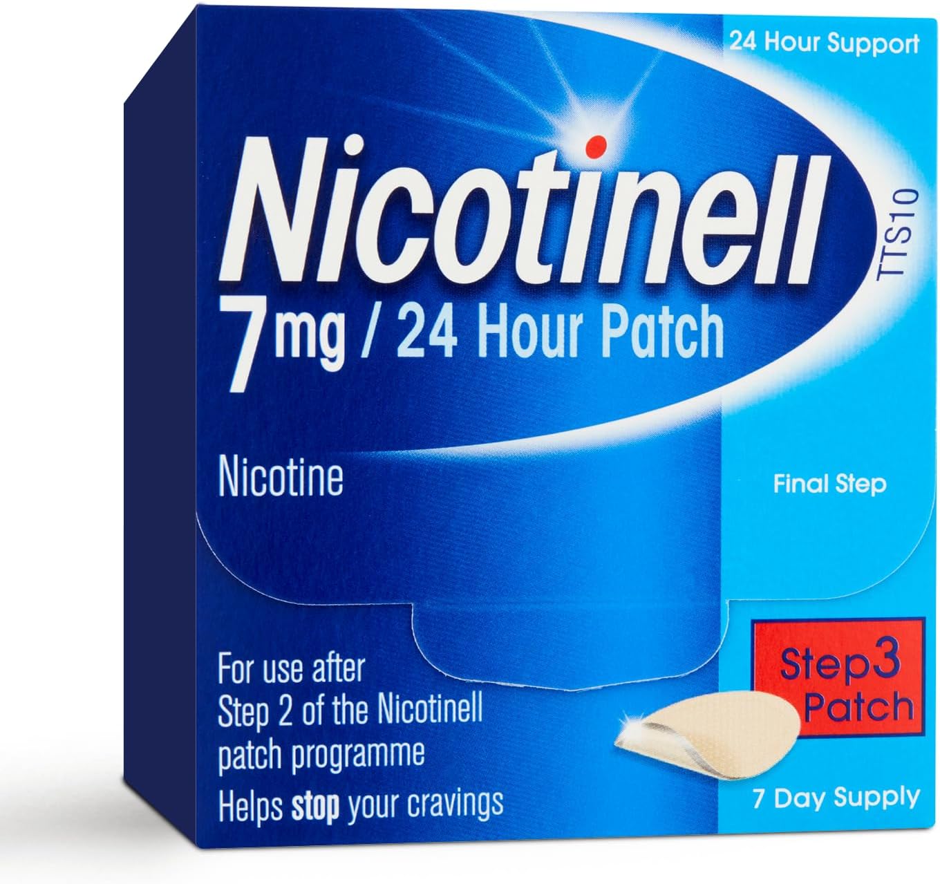 Nicotinell Nicotine 7mg Patch (Count of 7), Nicotine Patches, Stop Smoking Aid, 24h Craving Control, Step 3 For Light Smokers, Quit Smoking Aid