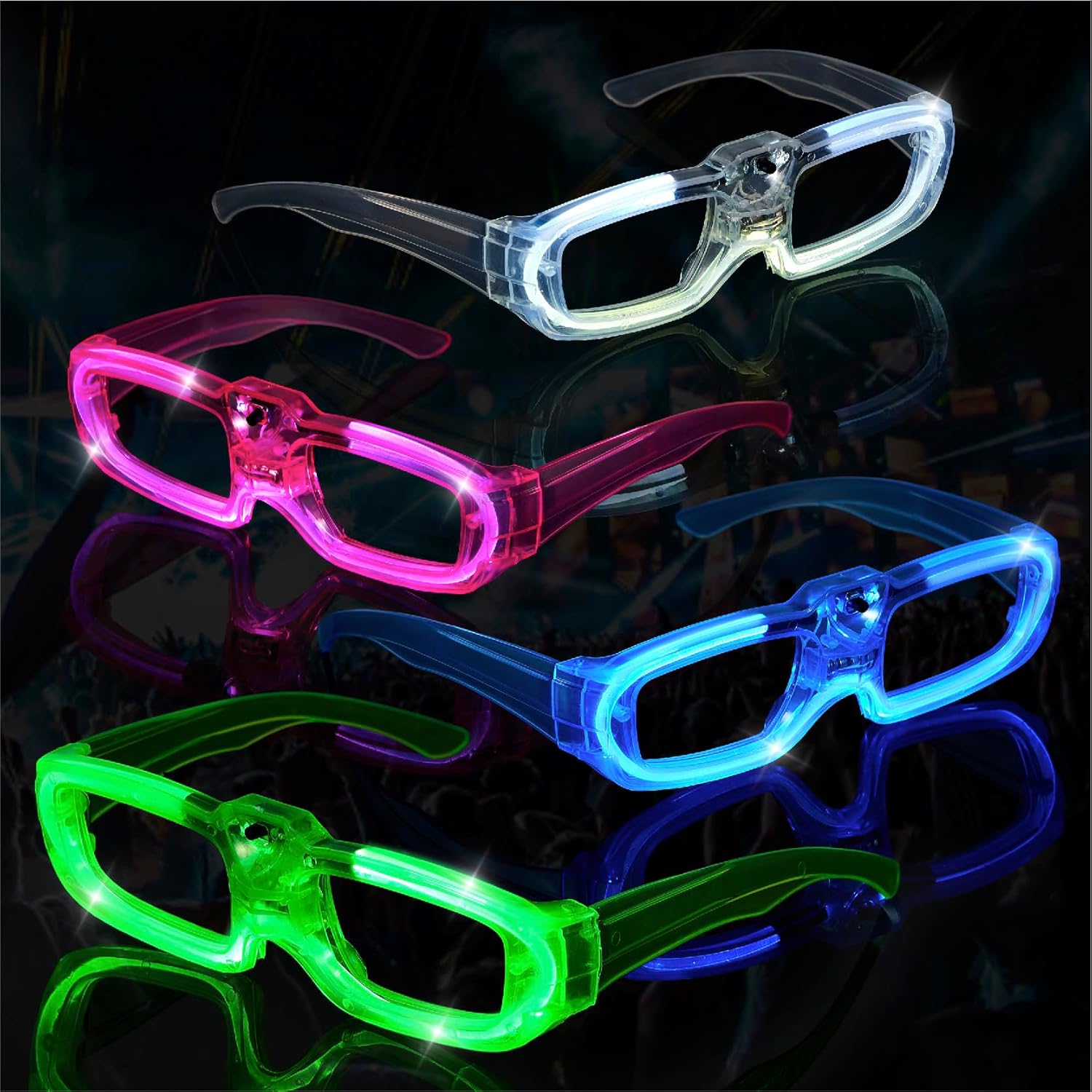 ZIYOUA 8 Pack Party Glasses, Led Light Up Neon Glasses, Neon Party Accessories for Adults Kids, 80s Neon Party Decorations, Rave Glasses Glow in The Dark Party Supplies