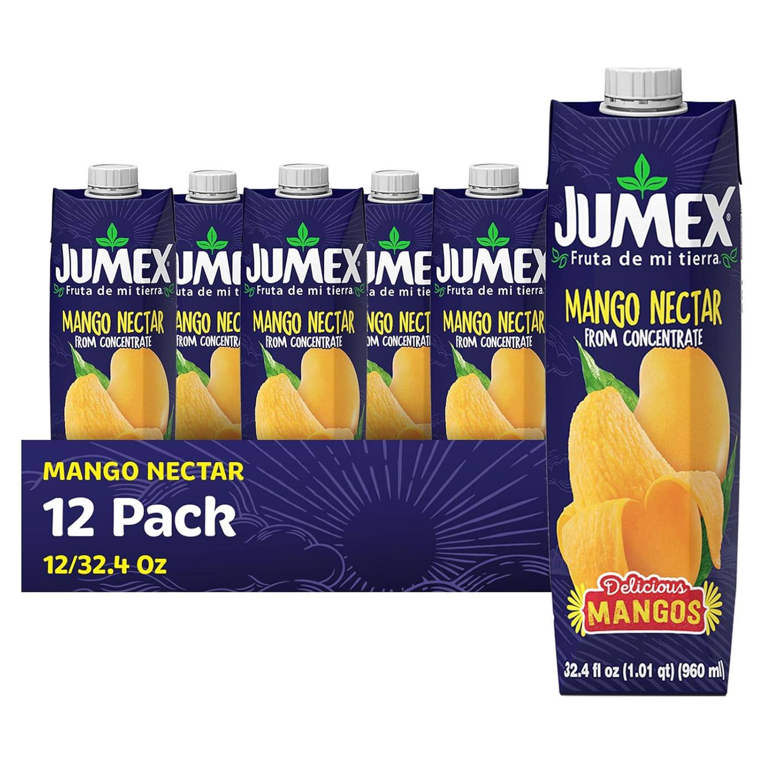 Jumex Mango Nectar - Mango Juice Nectar Made with Fresh Fruit Puree - Tropical Fruit Juice Concentrate for Smoothie Mix, Cocktail Mixers, Kids Drinks & Mexican Beverages - 32.4oz, 12 Pack Carton