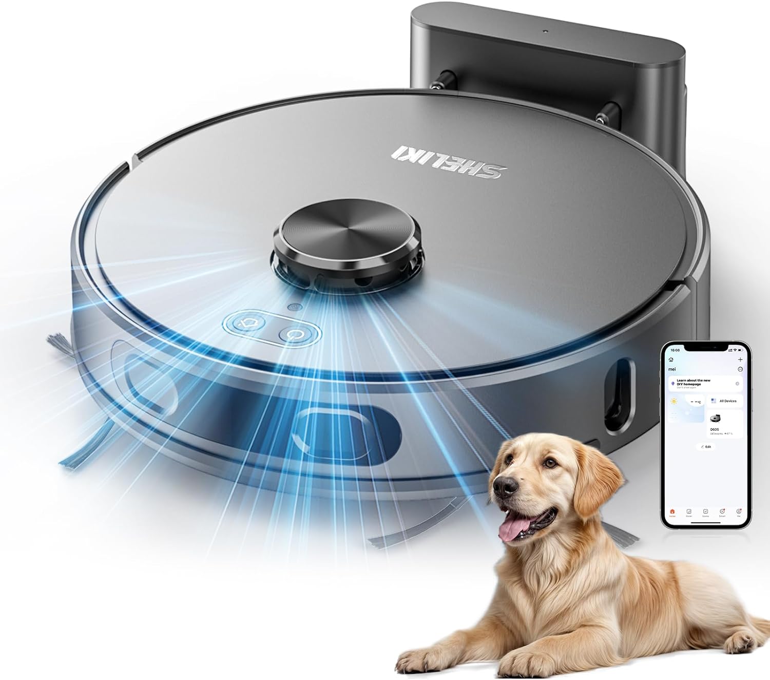 Robot Vacuum and Mop, Mapping Robotic Vacuums Cleaner with LiDAR Navigation Smart & Strong Suction, WiFi/App/Alexa/Voice Control, Obstacle Avoidance, for Home, Wood/Hard Floors, Pet Hair -Grey