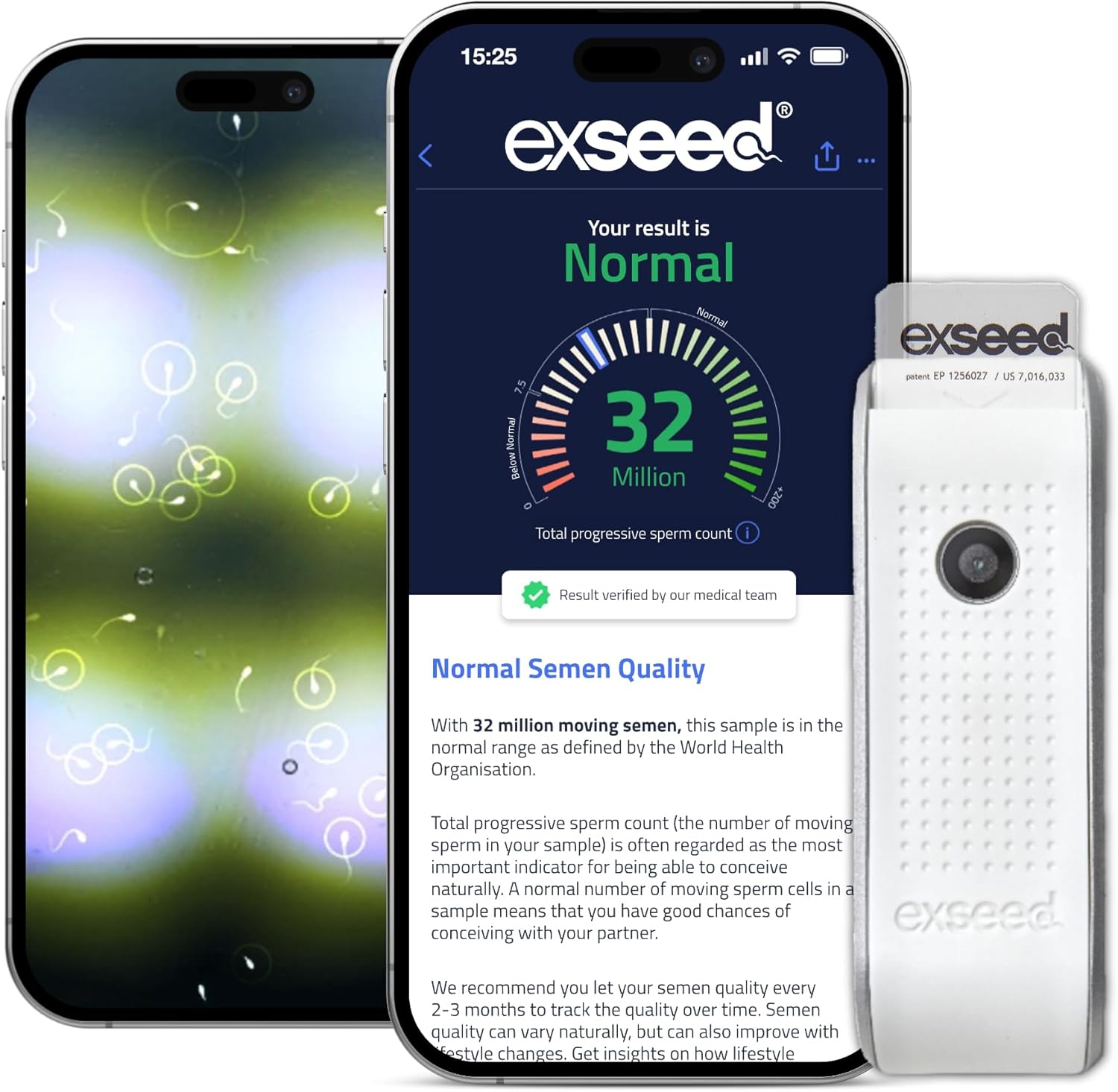 ExSeed Completely-at-Home Male Fertility Test - Sperm Count, Progressive Movement & Volume with Home Sperm Test in 15 Minutes with Accurate Results Using Your Smartphone. 2-Test Kit.