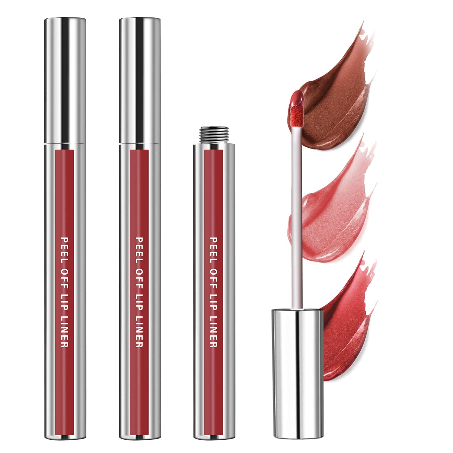 Peel Off Lip Stain Set – 3 Colors Long Lasting Lip Tint, Smudge-Proof, Transfer-Proof, Kiss-Proof, Vegan Lip Makeup Gift for Her