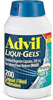 Advil Liqui-Gels minis Pain Reliever and Fever Reducer, Pain Medicine for Adults with Ibuprofen 200mg for Pain Relief - 200 Liquid Filled Capsules