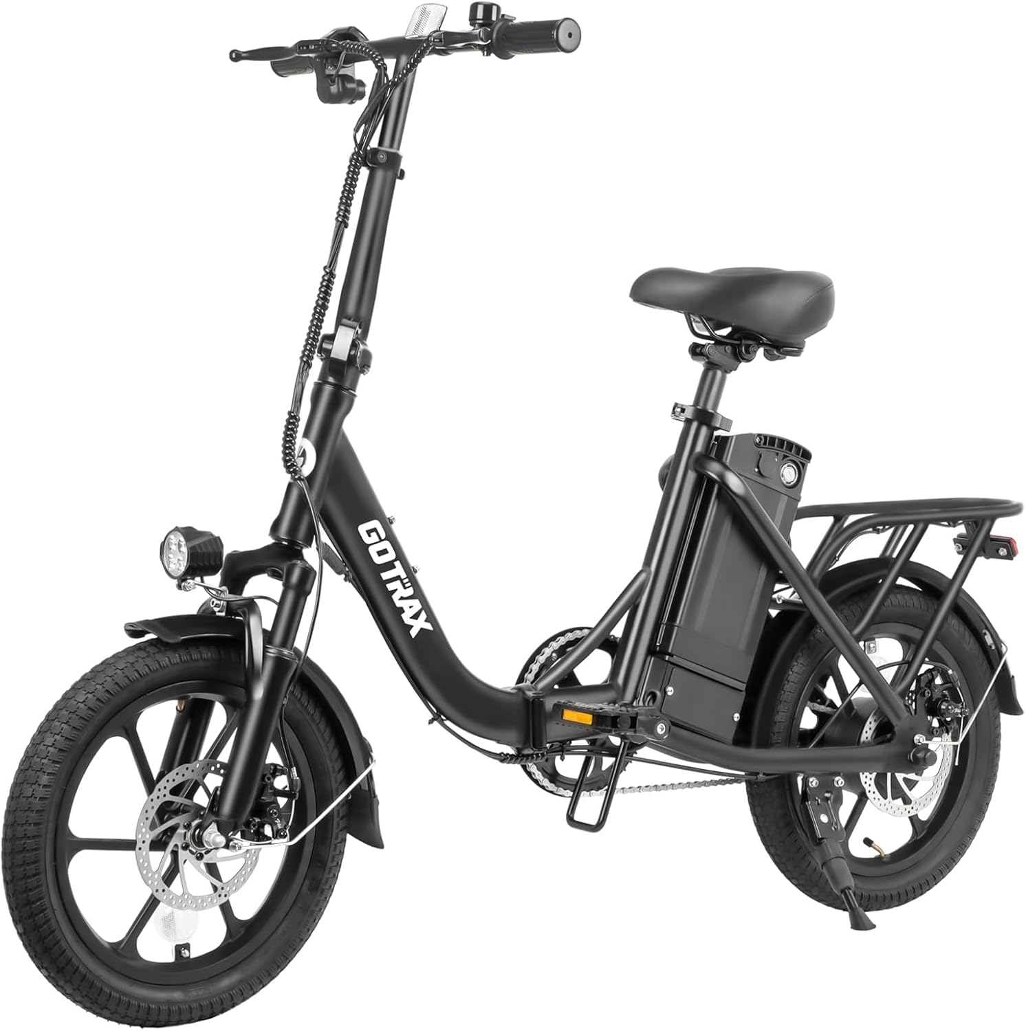 Gotrax 16" Folding Electric Bike, Max 28Miles Range(Pedal-Assist) & Speed 15.5Mph Power by Peak 500W, E-Bike with Removable Battery, Suspension & Adjustable Size, Commuter Bicycle for Adults/Teens