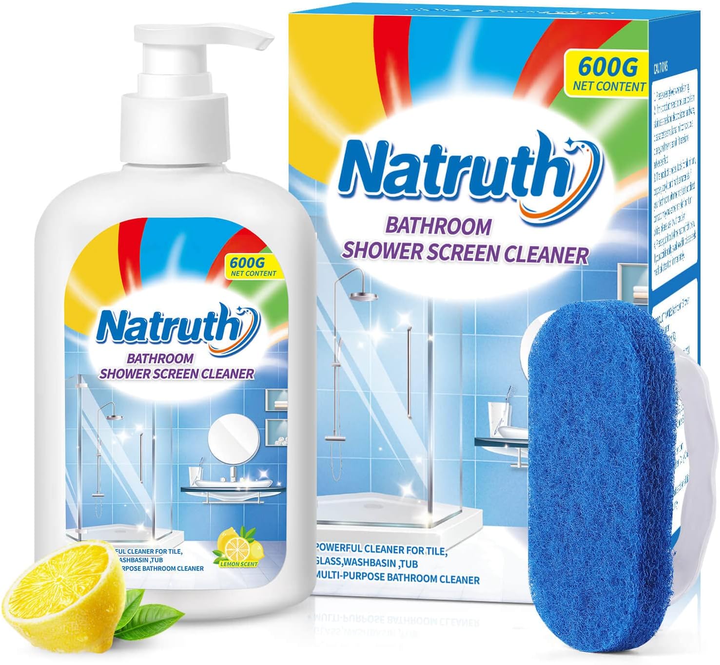 NATRUTH Bathroom Shower Screen Cleaner, 500ml/17.6oz Bathroom Glass Cleaner, Limescale Remover for Shower Screen&Shower Head, Faucet and Tile