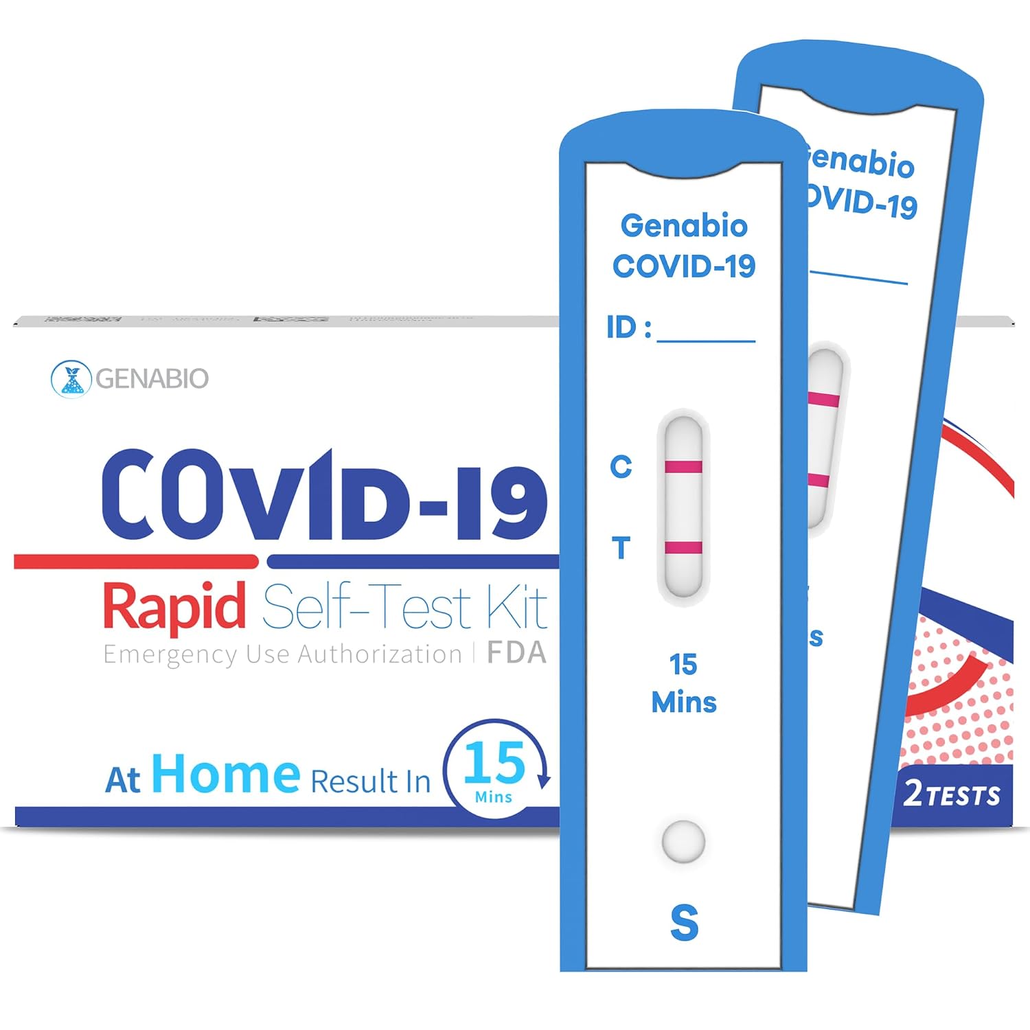 Genabio COVID-19 Antigen Rapid Self-Test Kit, Ages 2+, 2 Tests