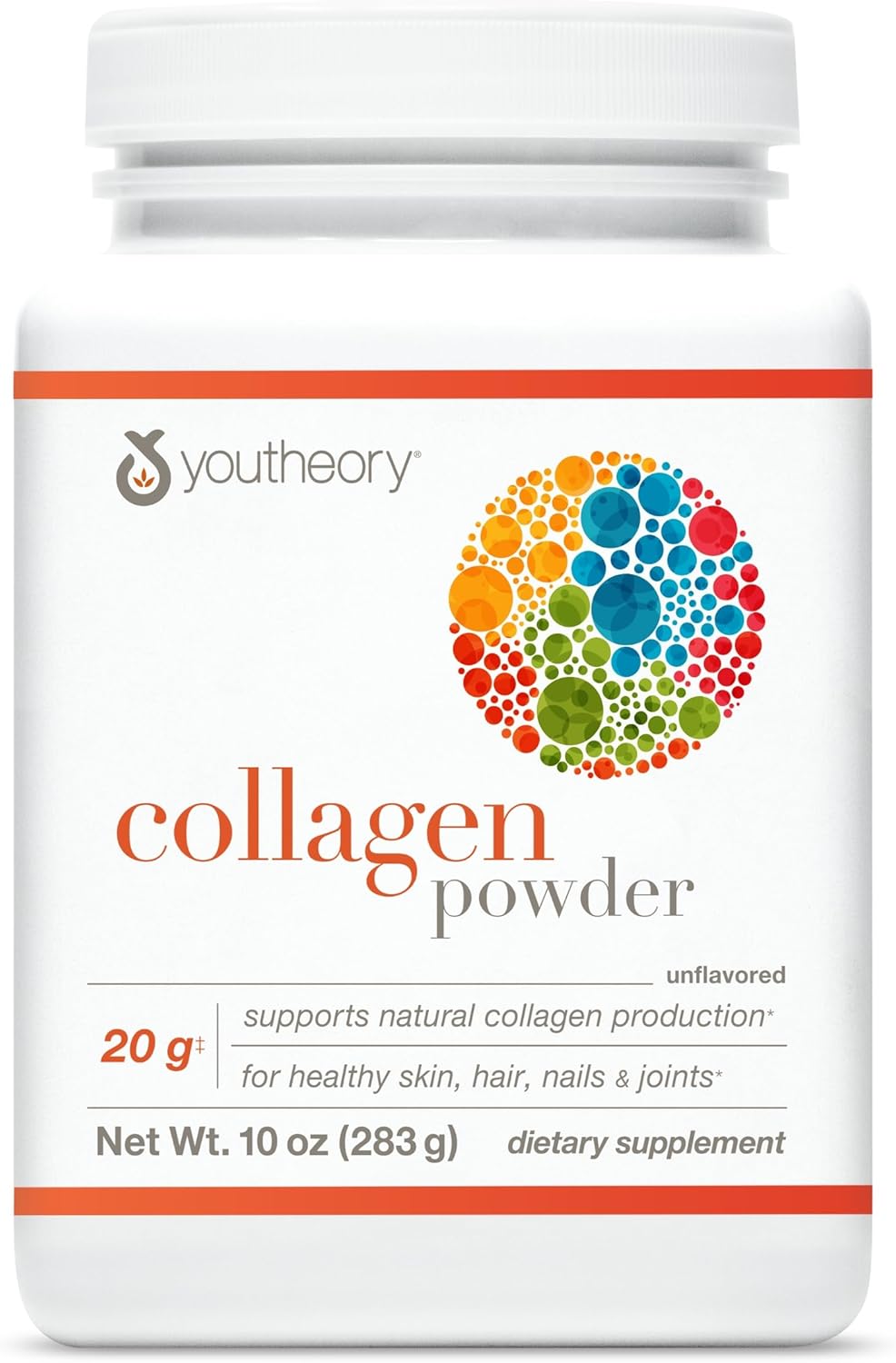 Youtheory Collagen Powder - Premium Collagen Supplement with Vitamin C & Biotin - Healthy Hair, Nails, Skin & Joints* - Hydrolyzed & Highly Absorbable - Dairy & Gluten Free - Unflavored - 10 oz