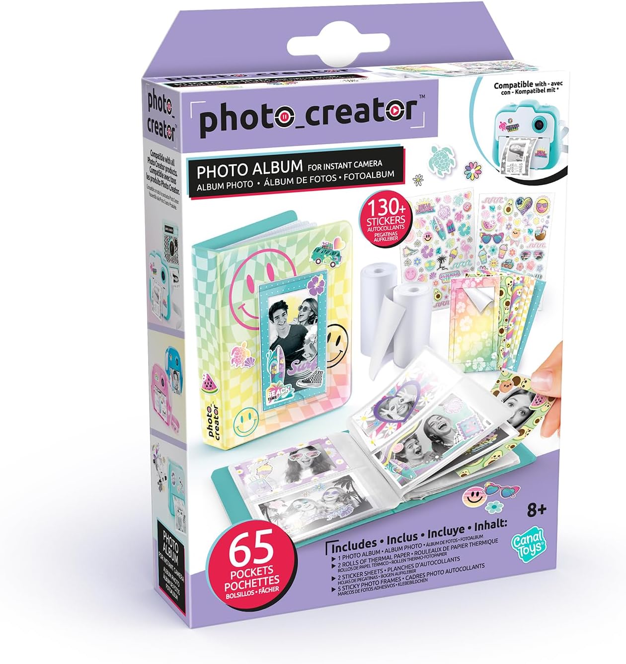 Photo Creator Instant Print Photo Album, stores 65 instant print photos, kids camera album, Reddish-brown