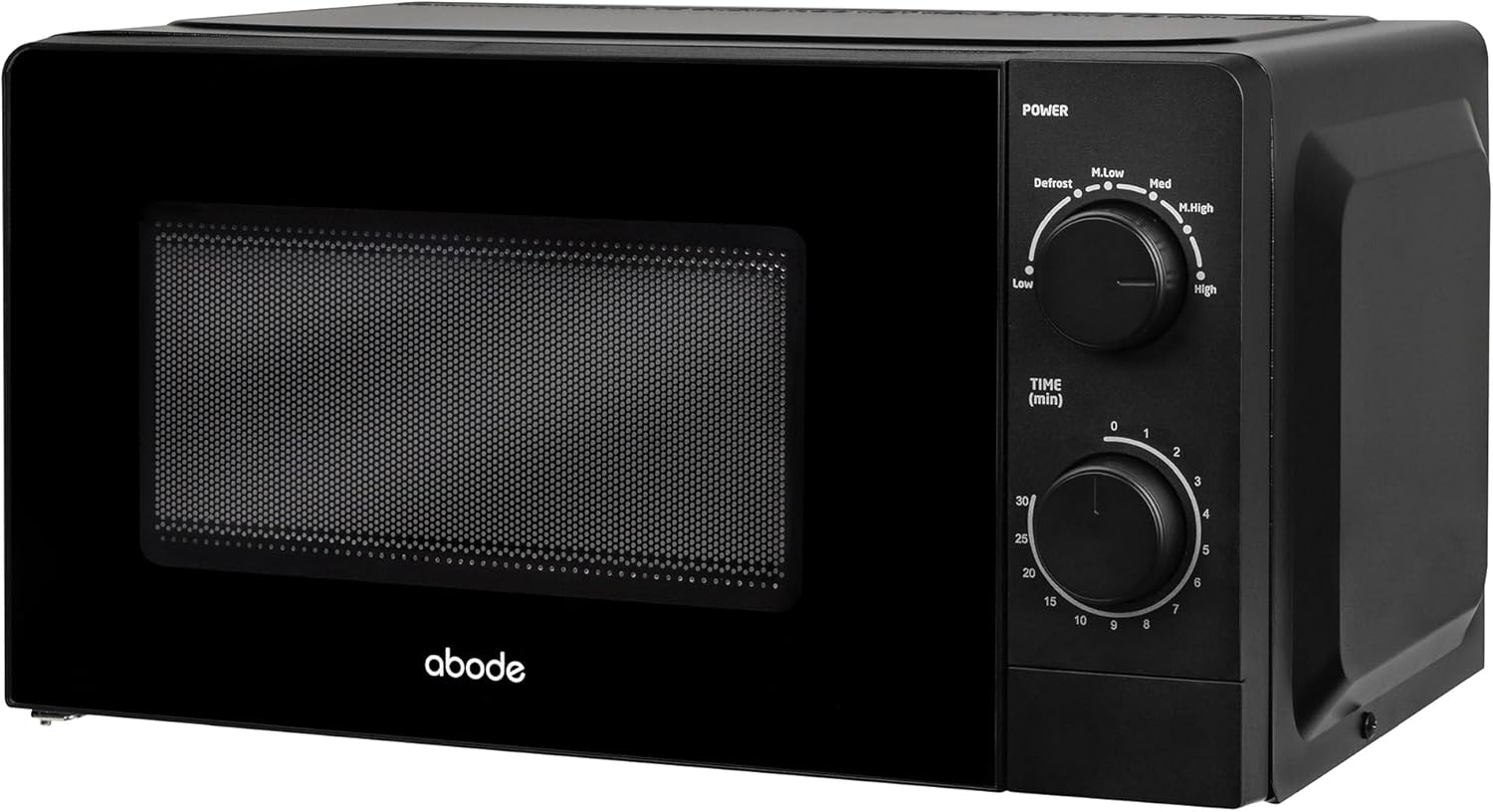 Abode 20L Manual Microwave Black 700W with 5 Power Levels & Timer, Button & Dial Control, Defrost Function, AMM2005B