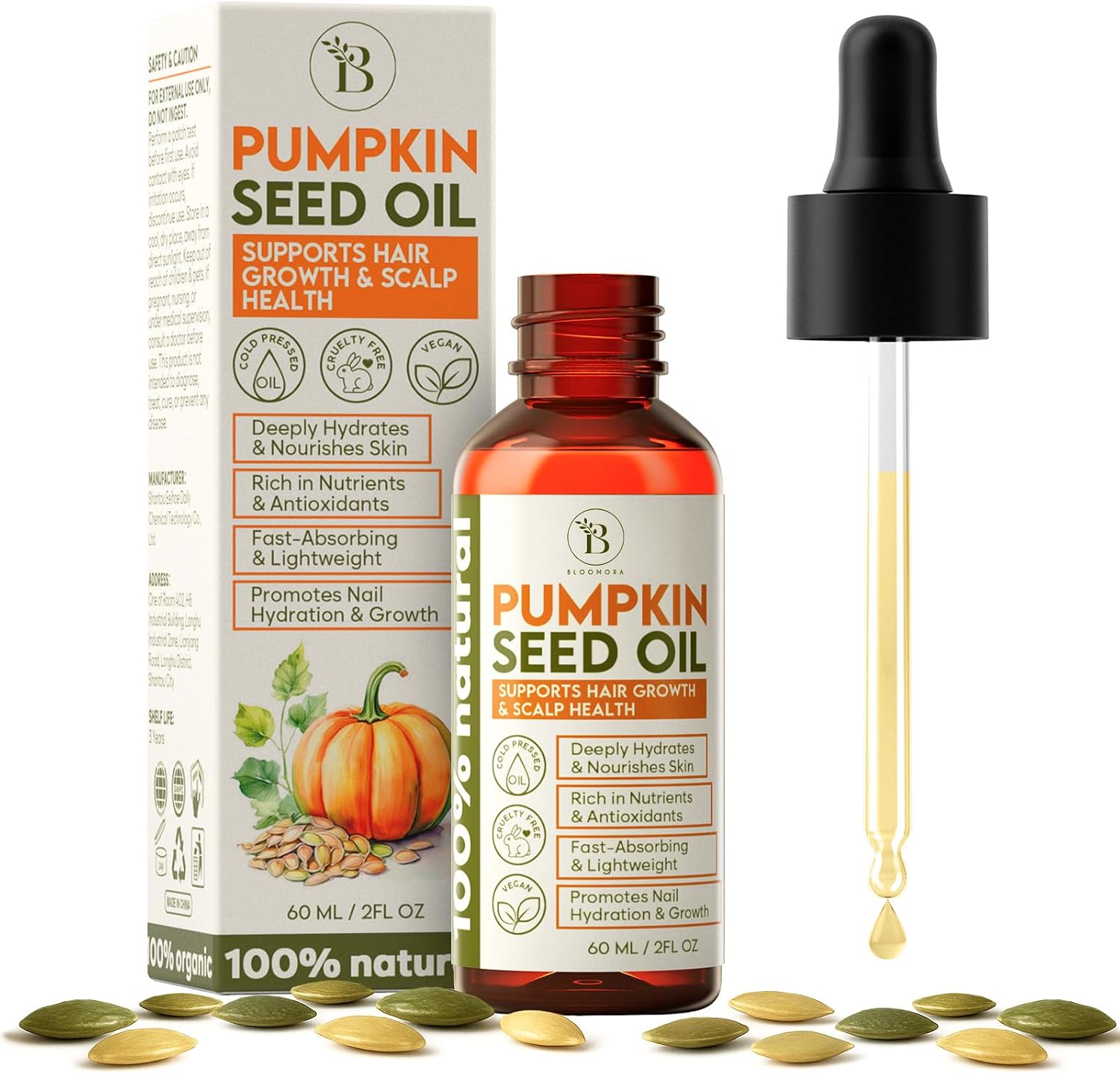 Pumpkin Seed Oil for Hair Care, Cold Pressed, Scalp and Skin Hydration