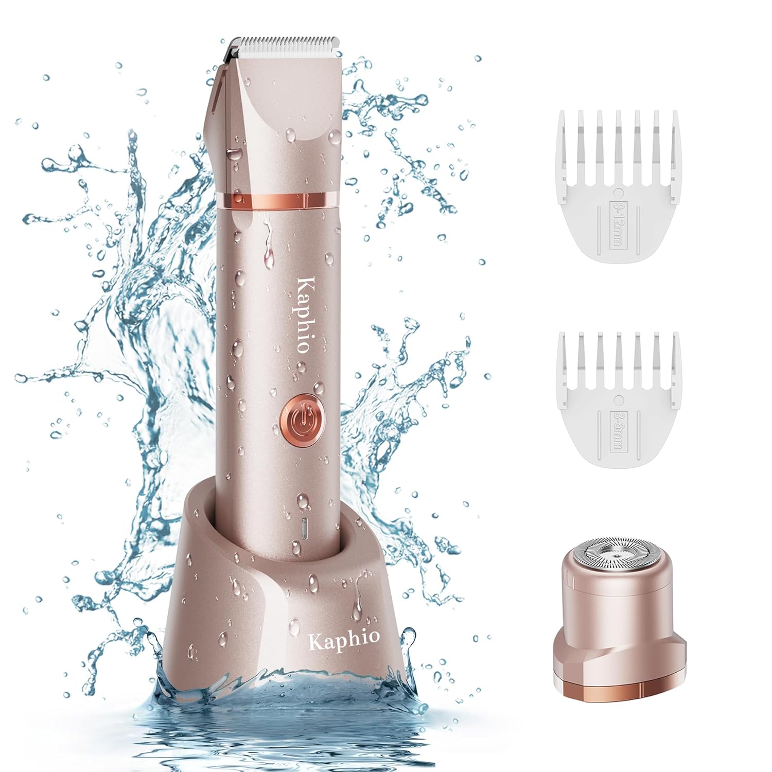 Bikini Trimmer for Women Pubic Hair: 2 in 1 Electric Razors for Women - Rechargeable Electric Shaver - IPX7 Waterproof Bikini Shaver for Travel & Shower Use in Summer (Rose Gold)