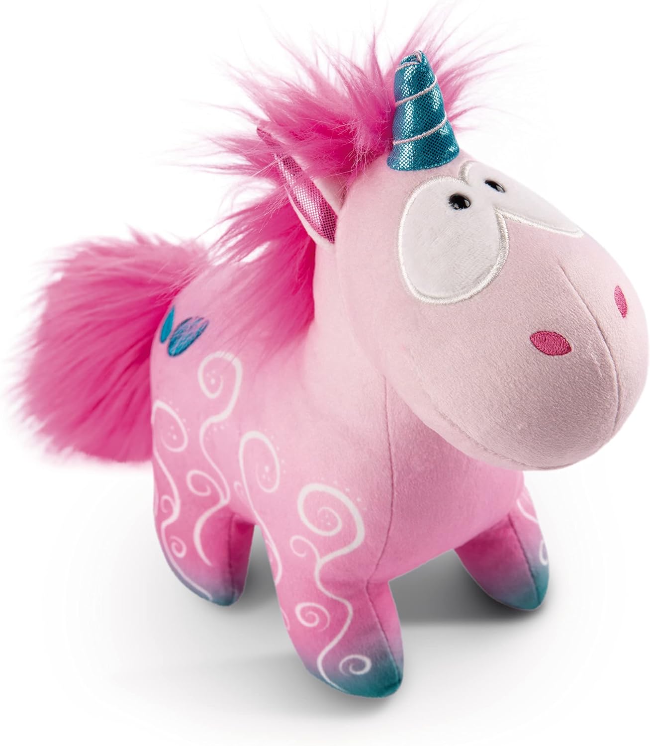 NICI 49106 Cuddly Unicorn Midnight Floral 22cm Pink Standing-Sustainable Made Plush, Cute Soft Toy to Cuddle and Play with, for Children & Adults, Gift idea