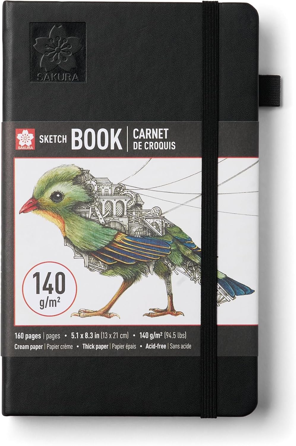 Sakura Sketchbook A5, Hardcover, 160 Pages, 5.1 x 8.3", Black, Cream Paper