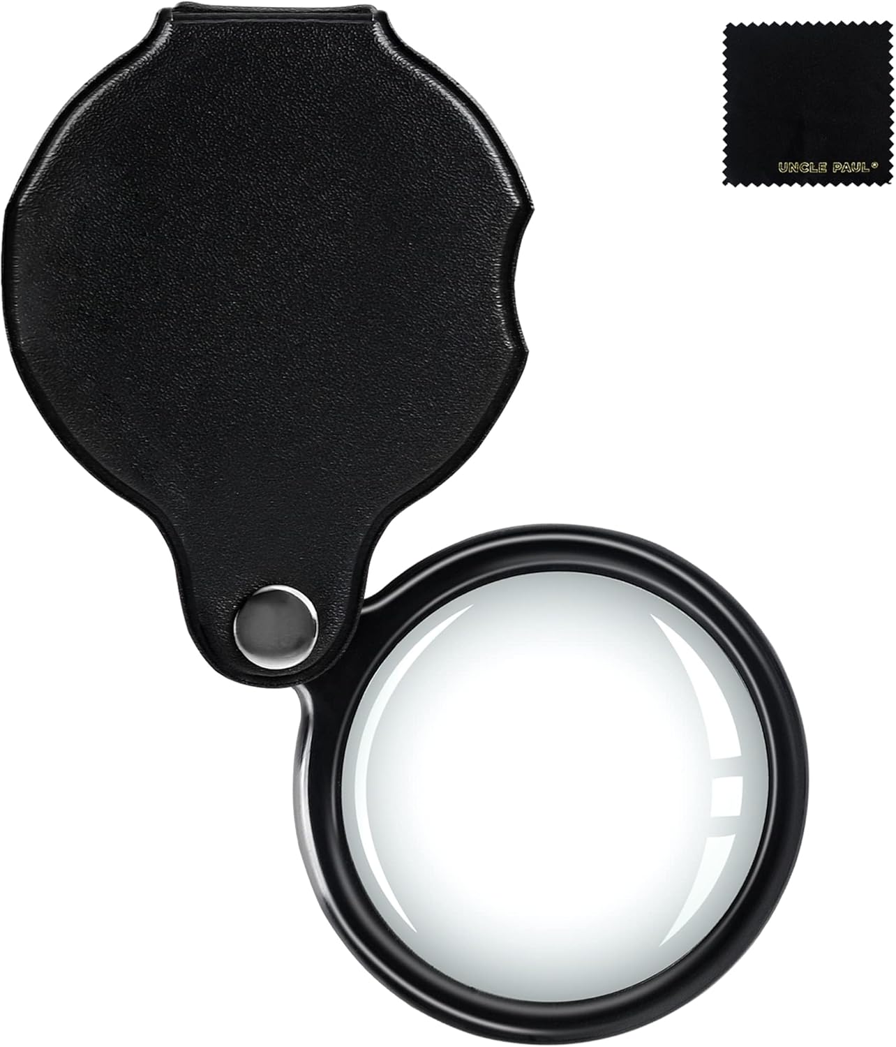 20X Pocket Magnifier - Black Mini Portable Handheld Folding Eye Loupe Magnifying Glass Lens with Rotating Protective Holster for Reading Inspection OS18