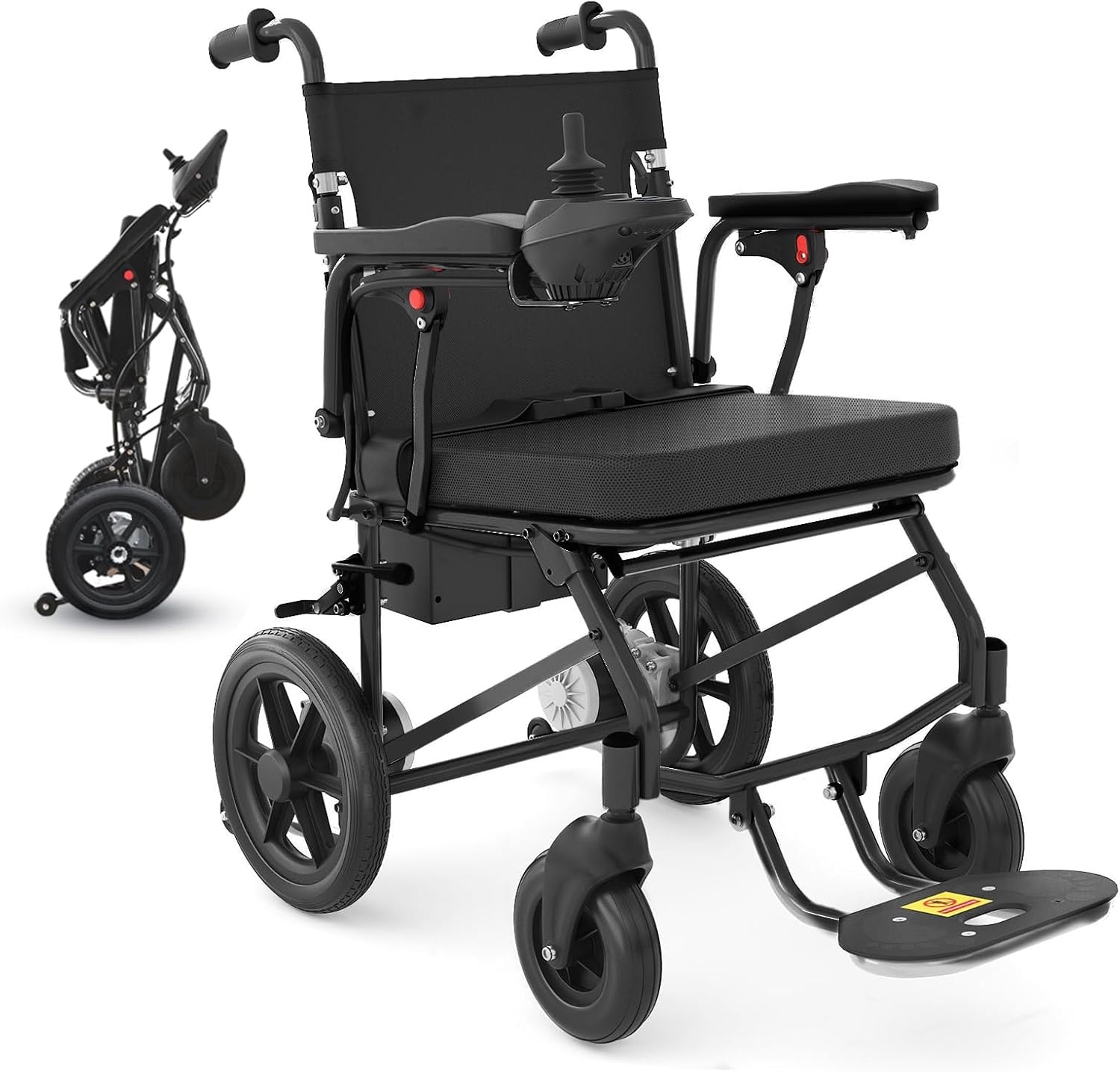 Lightweight Foldable Electric Wheelchair, Motorized Wheelchair for Adults, 500W Motor, Airplane Approved, Black