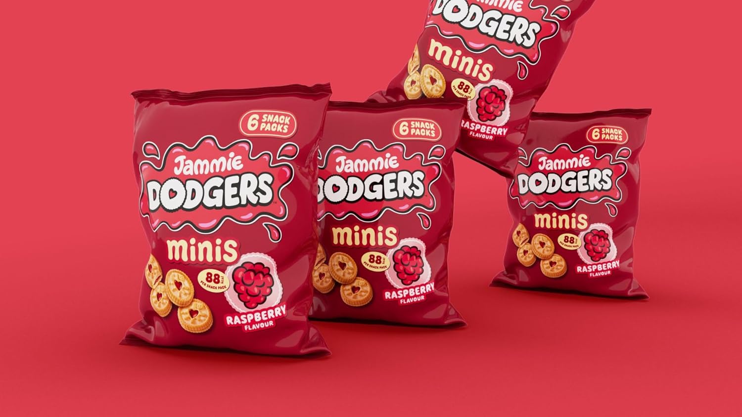 Jammie Dodgers Mini Multipack Raspberry Flavour, Christmas Snack Treat By Snackify | School Lunch box | Perfect Snack's for kids | Brithday gifts for kids 3-13 Years Boys & Girls ((20g x 24 bags))