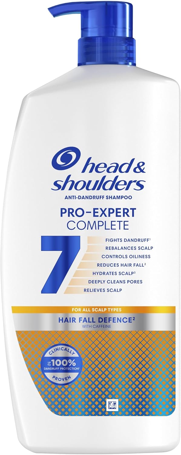 Head & Shoulders Anti-Dandruff Shampoo Pro-Expert 7 Hair Fall Defense with Caffeine 800ml Pump. Clinically Proven to Improve Hair Retention, packaging may vary