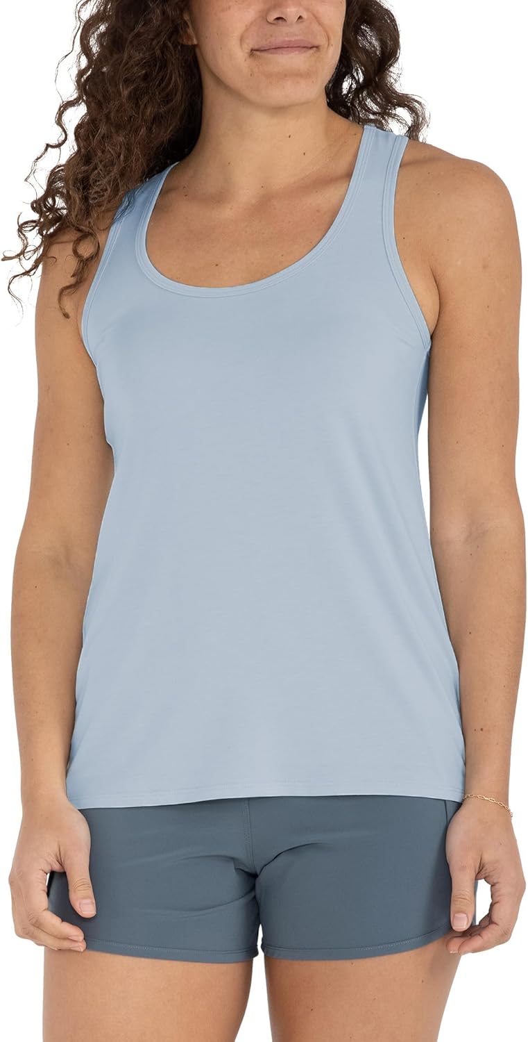 Free Fly Women's Motion Racerback Tank - Moisture Wicking Bamboo Viscose Breathable Active Tank with Sun Protection UPF 50+