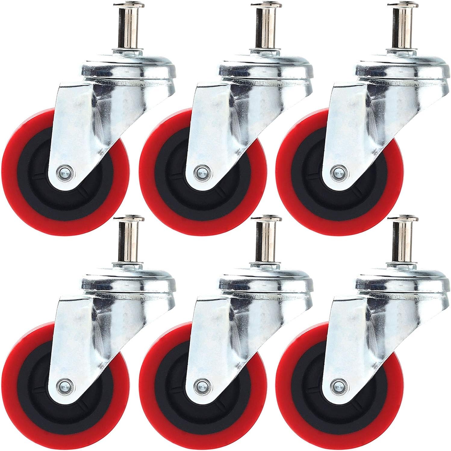 6 Pack Heavy-Duty 2.5" Swivel Caster Wheel Creeper Service Cart Stool Post Mount