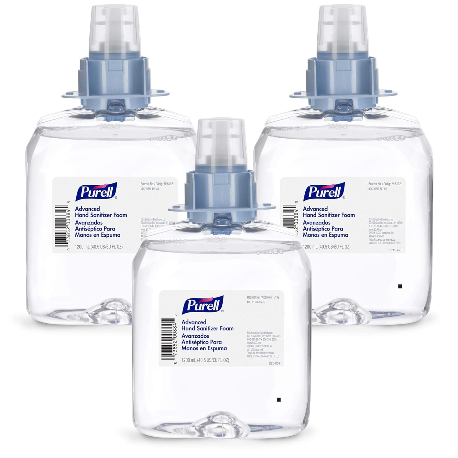 PURELL Advanced Hand Sanitizer Foam, 1200 mL Foam Hand Sanitizer Refill for PURELL FMX-12 Push-Style Dispenser (Pack of 3) - 5192-03,Clear