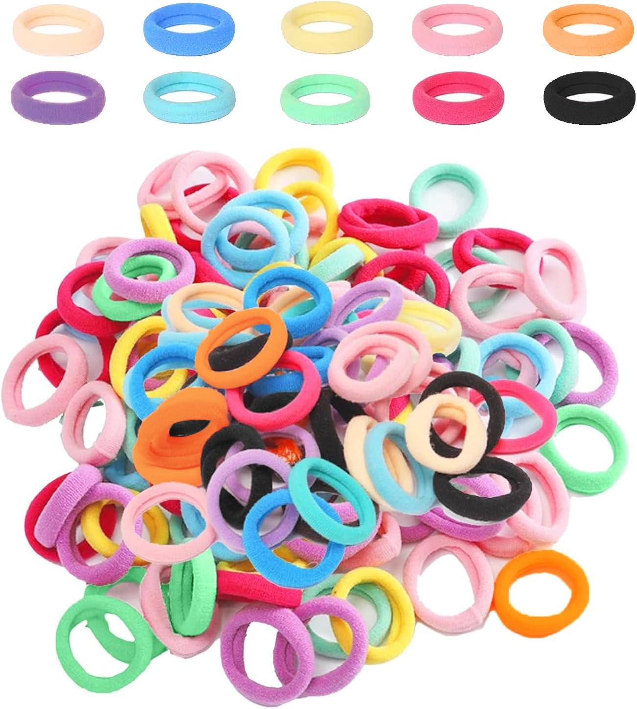 200-Pack Baby Hair Bands for Girls,Baby Hair Bobbles, Kids Hair Bobble,Toddler Hair Bobbles for Girls, Kids Seamless Elastic Hair Ties, No Damage (Multicolor)