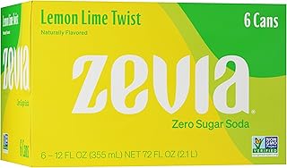 Zevia Zero Calorie Soda, Lemon Lime Twist, 12 Ounce Cans (Pack of 6)