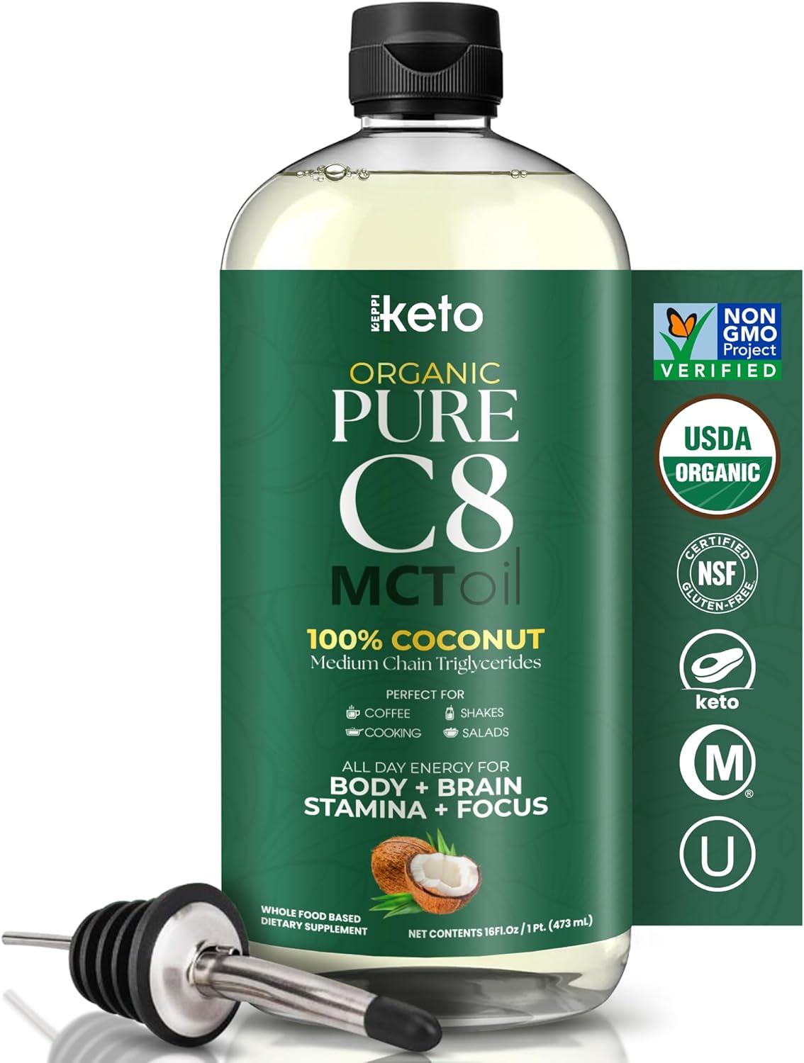 Keppi Pure C8 MCT Oil - 16oz