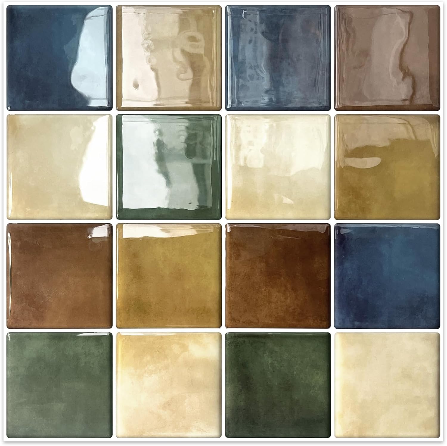 DEWOO Peel and Stick on Self Adhesive Wall Tiles Stickers Colorful 10 Sheet