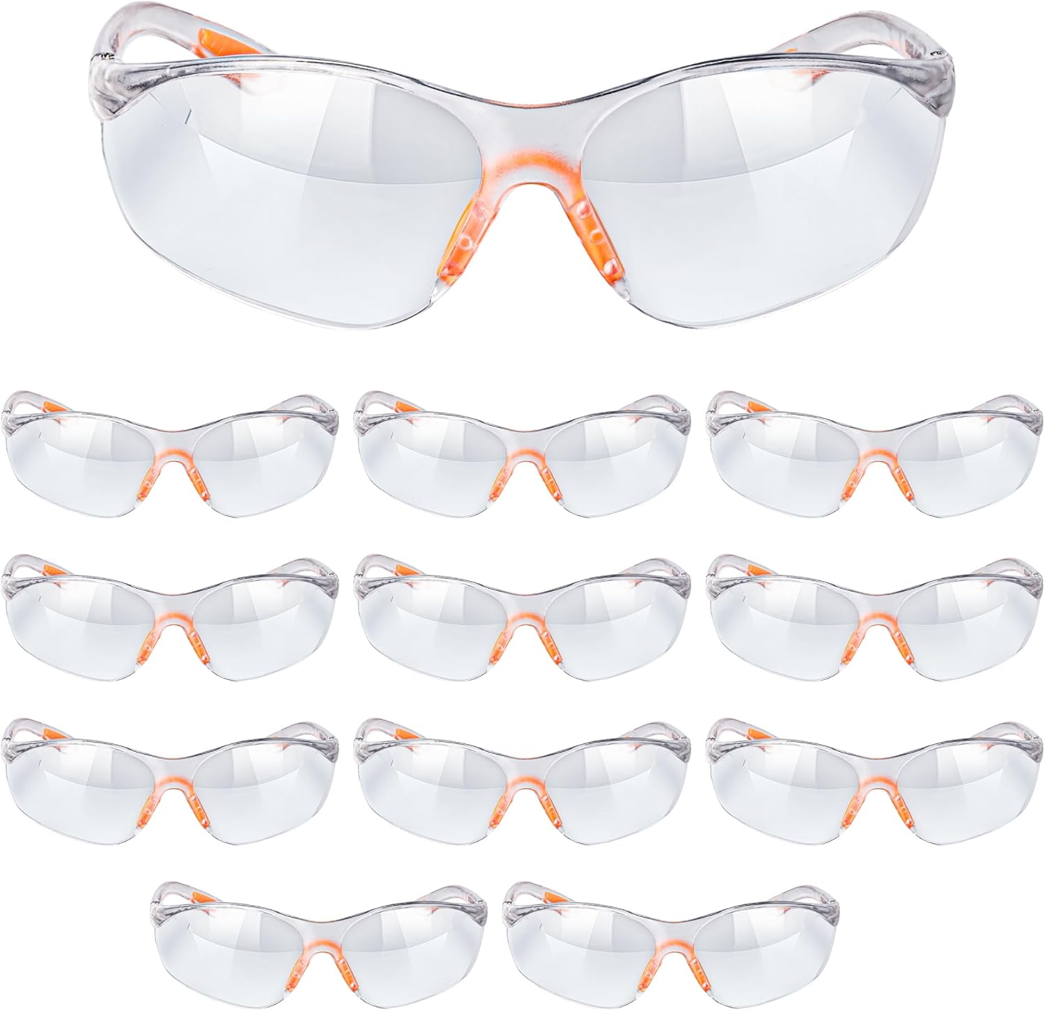 Kurtzy Clear Safety Glasses for Work (12 Pack) - Eye Protection Glasses/Safety Goggles for Adults - Anti-Fog Protective Glasses for Work, Squash & Airsoft