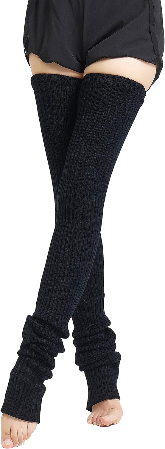 Henwarry 27 or 34 Inch Length Leg Warmers Knit Over the Knee Extra Long Winter Soft Thick Thigh High Footless Socks for Women