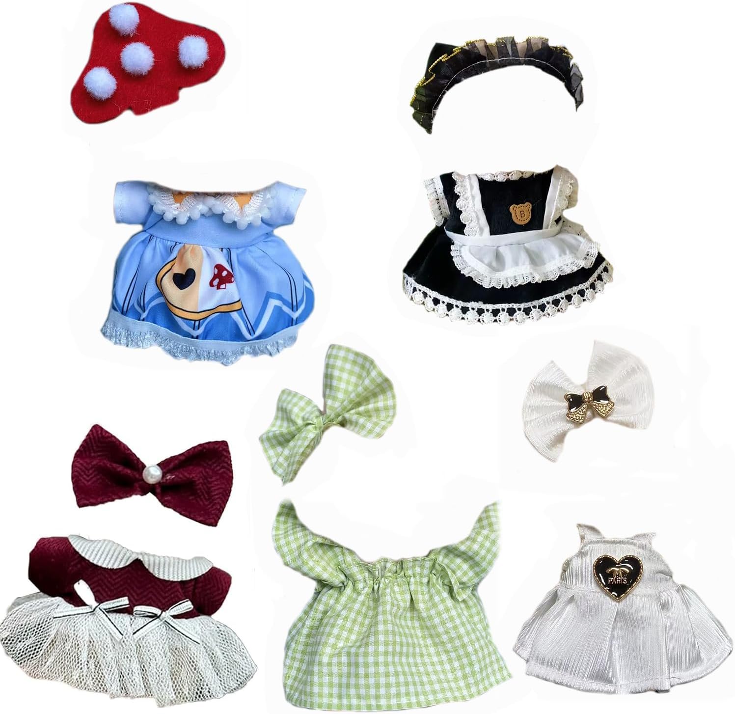Clothes Set for 17cm Doll, 5 Pack Clothes & Outfit Pack for 17cm Dolls, Dolls Accessories for Collectors, No Doll Included (Set 4)