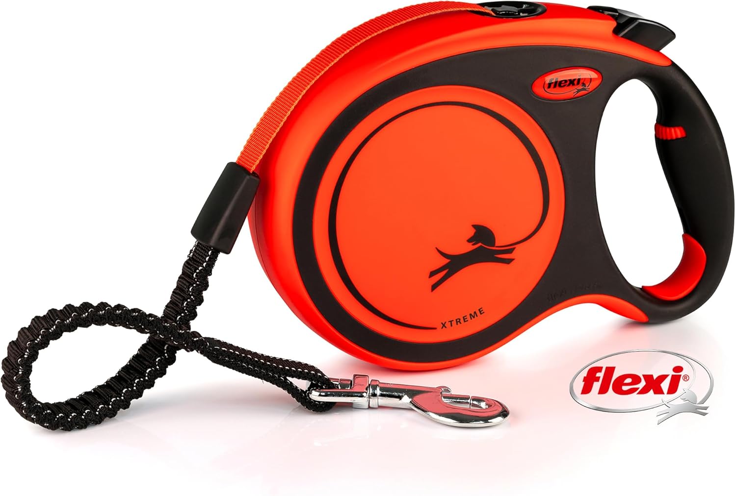 Flexi Xtreme Tape Orange & Black Large 8m Retractable Dog Leash/Lead for dogs up to 55kgs/121bs