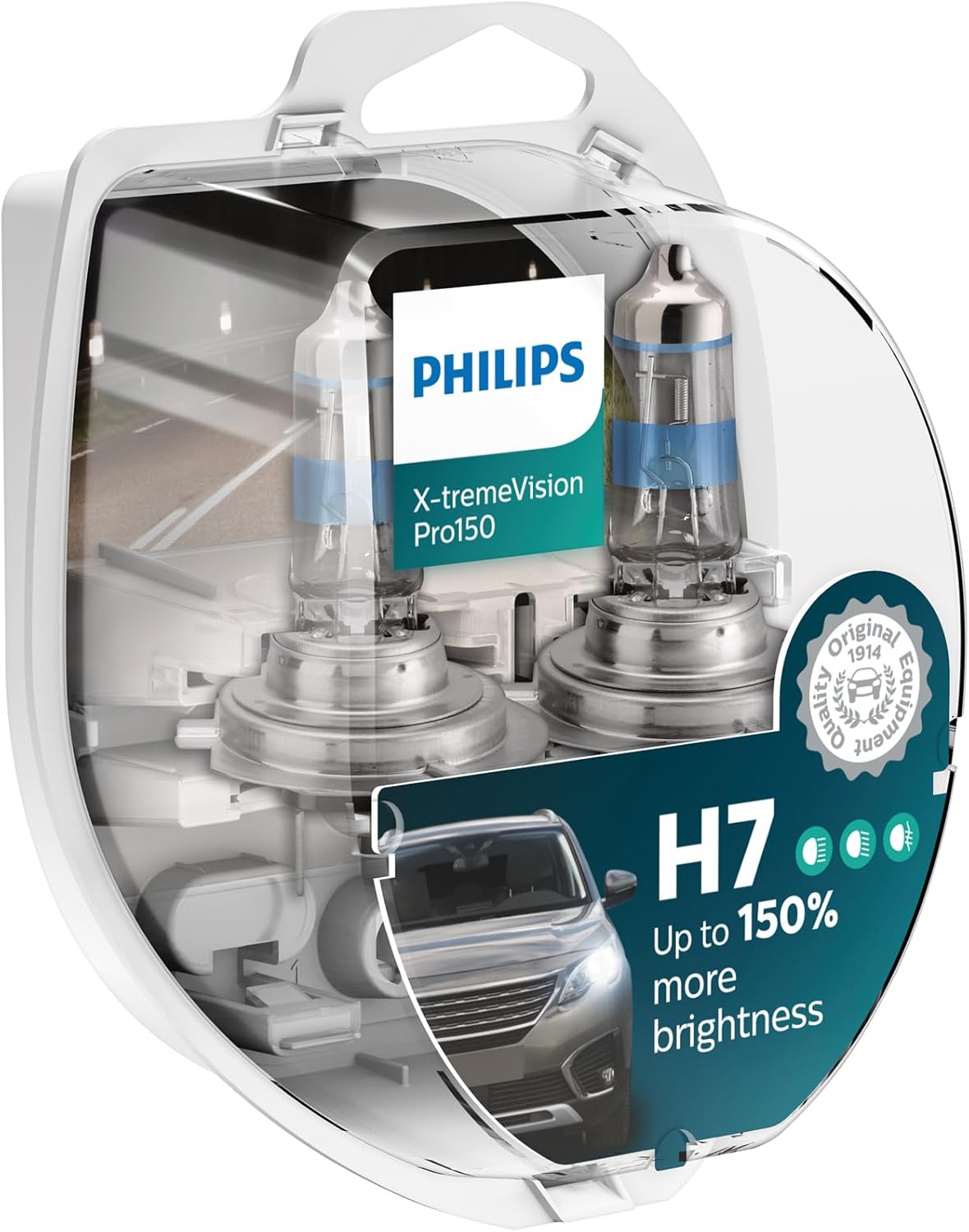 Philips X-tremeVision Pro150 H7 car headlight bulb +150%, set of 2