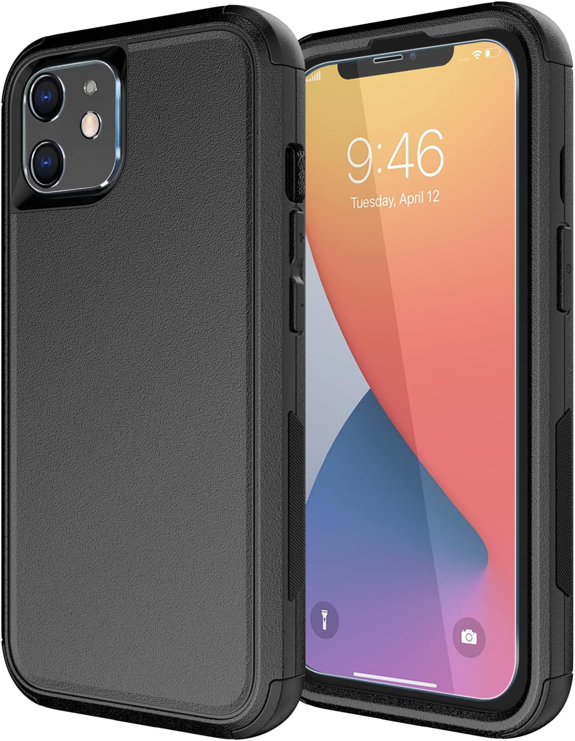 Diverbox for iPhone 11 Case [Shockproof] [Dropproof] [Tempered Glass Screen Protector],Heavy Duty Protection Phone Case Cover for Apple iPhone 11 (Black-3in1)