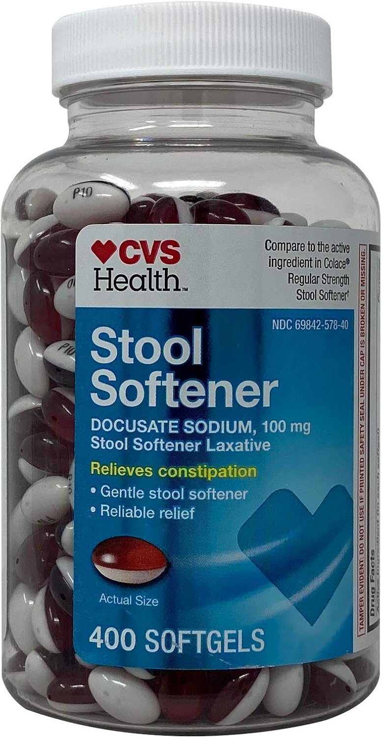 CVS Regular Strength Stool Softener, Docusate Sodium 100 mg, softgels, 400 Count