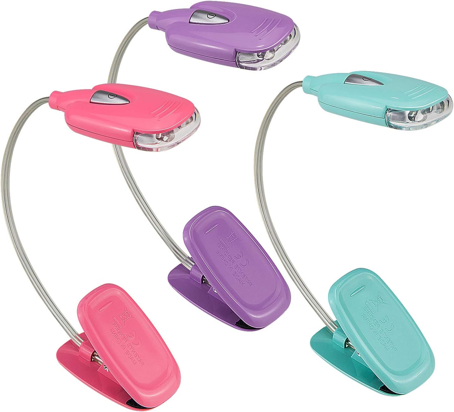 Book Light for Kids Clip on Book Lights for Reading in Bed Book Lamp Portable LED Reading Light with 360° Flexible and 2 Brightness (3Pack Mini Reading Lights)