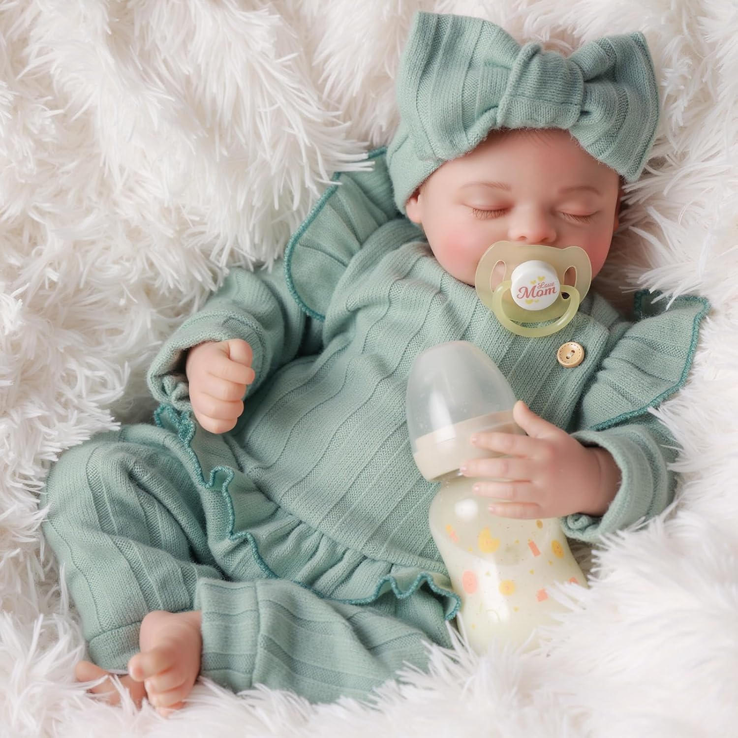 BABESIDE Reborn-Baby Dolls Girl 17 Inch Realistic Lifelike Babies Doll Sleeping Real Life Newborn Close Eyes Softness Cloth Body Hand-Painted Vinyl Head with Gift Set for Kids Age 3+