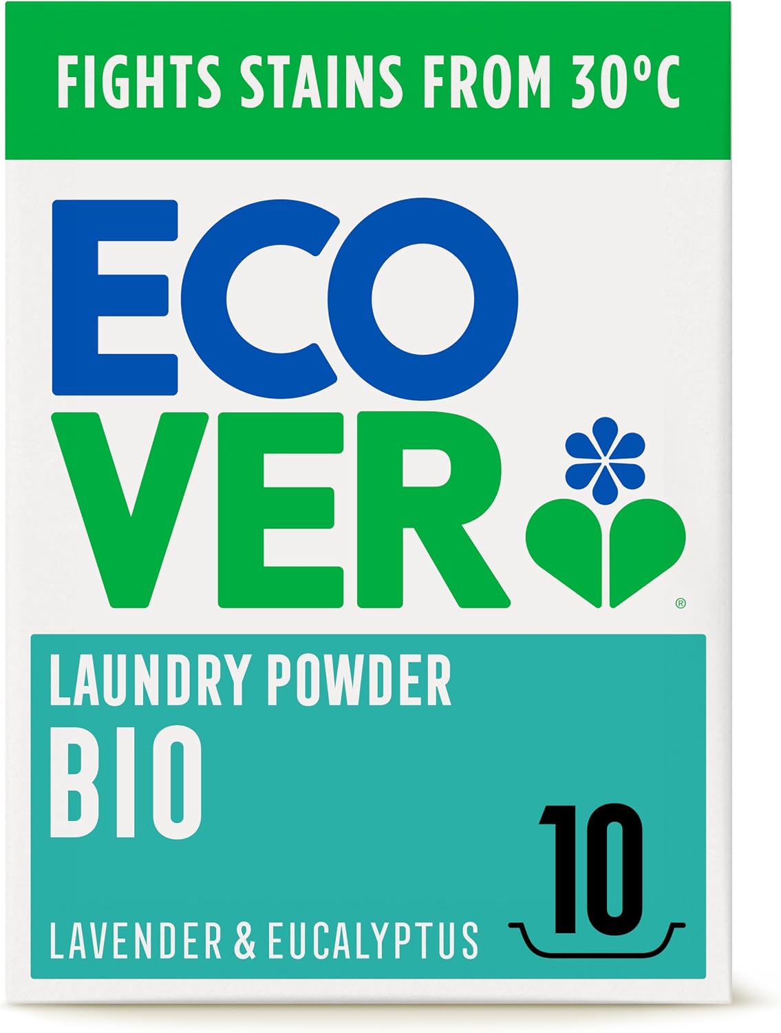Ecover Bio Concentrated Laundry Detergent Powder, Laundry Washing Detergent, Fresh lavender And Eucalyptus Scent, 1x 10 Washes, 1 x 750g