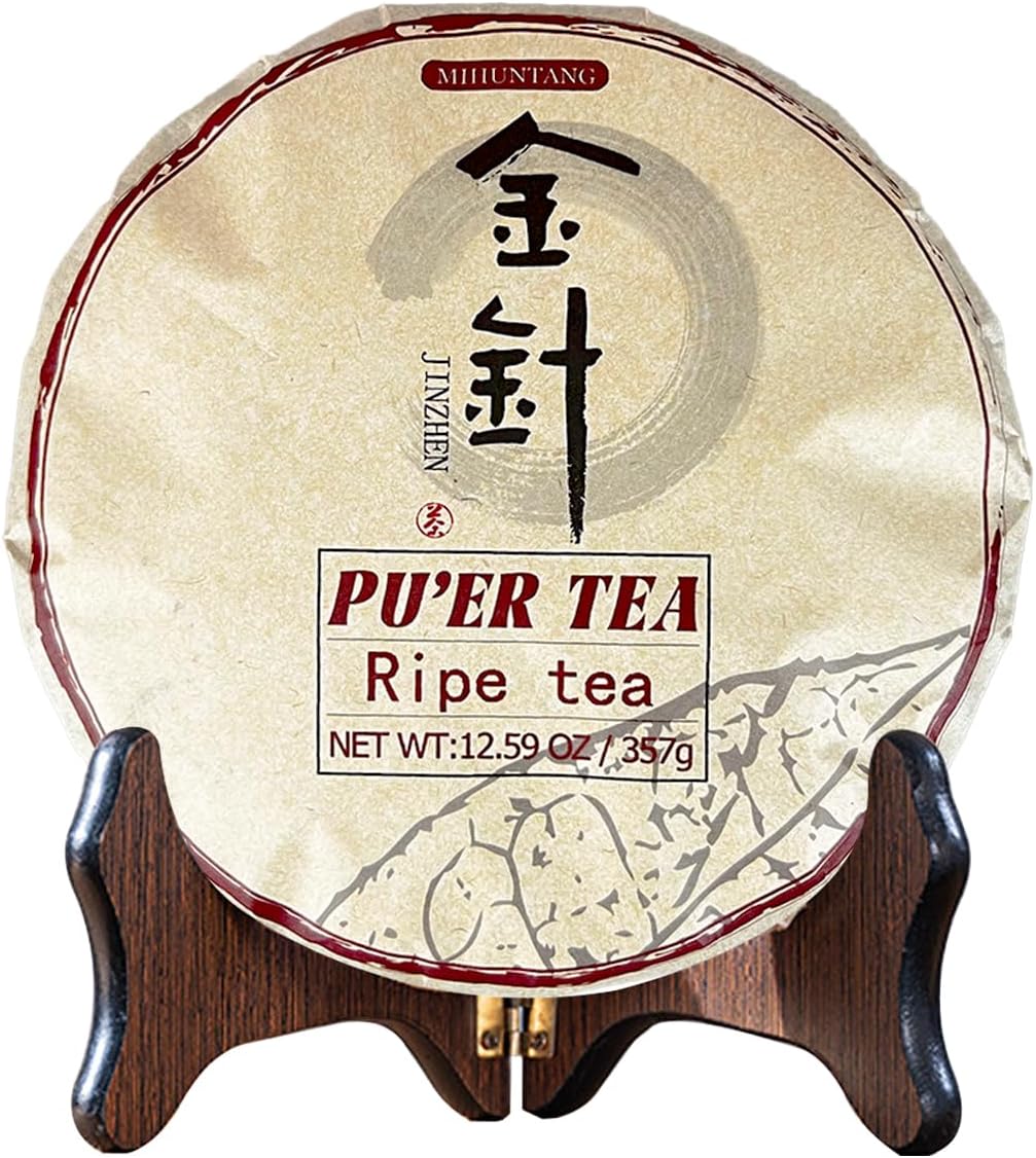 Jin ZHen Ripe Puerh Tea Cake 357g Shu Puer Aged Fermented Puerh Pu erh Black Tea for Daily Drink and Gift