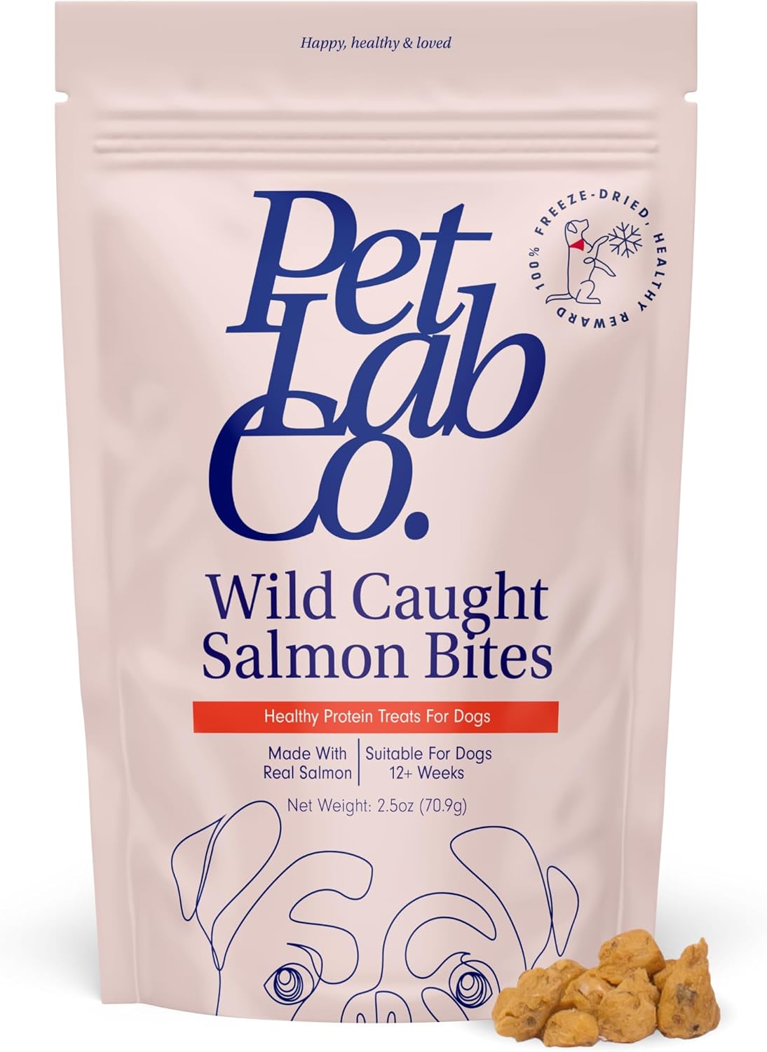 Petlab Co. Wild Caught Salmon Freeze-Dried Dog Treats - Support Overall Skin Health with Healthy Dog Treats. Packed with Beneficial Fatty Acids, Vitamins, & Minerals. Delicious Reward
