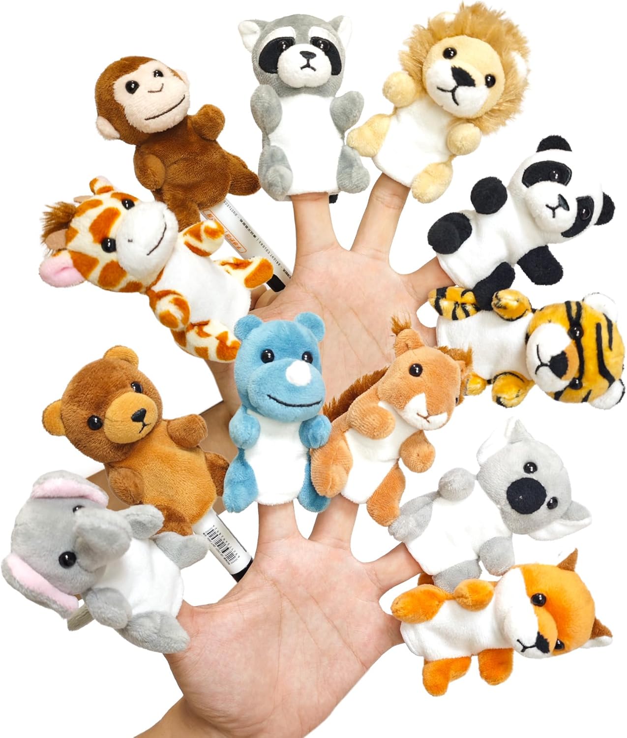 12Pcs Finger Puppet Set Jungle, Soft Plush Toy for Kids Realistic Jungle Plush Animal Finger Puppet Role-Playing Story Finger Puppet Animal Soft Plush Toy for Kids