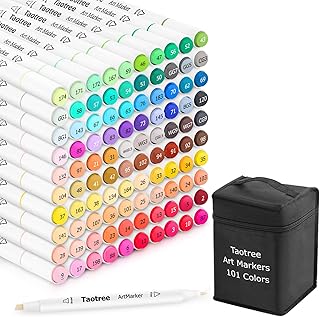Taotree Alcohol Markers 101 Colors Dual Tips Art Markers Sketch Pens Set, Art Set Drawing Markers Pen, Art Supplies Kit for Adult Coloring Painting, Sketching, Gifts for Teens Girls Boys Kids Artists