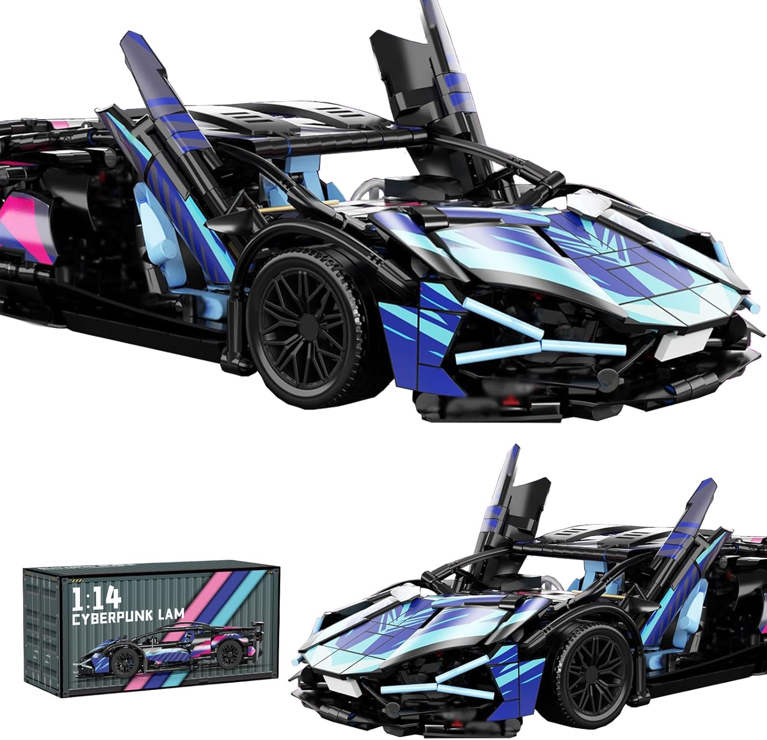 Technic Supercar Building Blocks Set, 1:14MOC Creative Supercar Construction Toys, Vehicle Construction Toys Compatible with major brands(1314PCS)