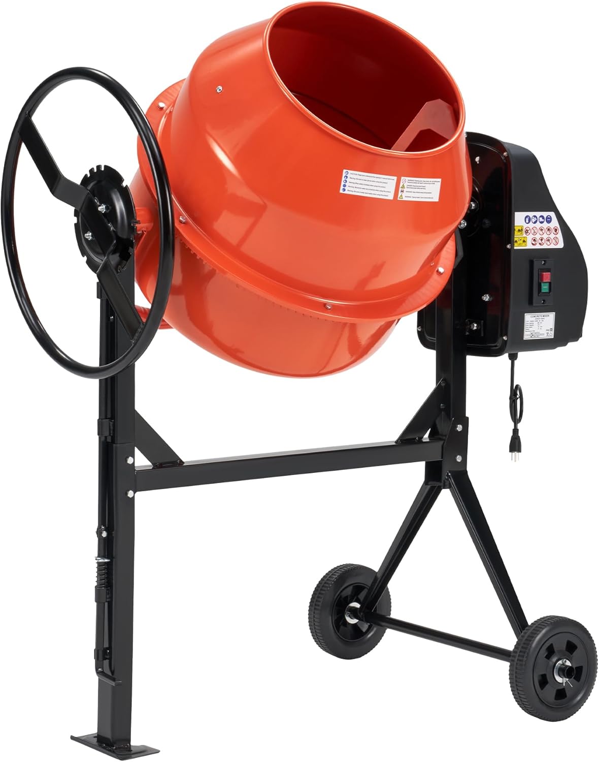 Specraft 4.9 Cu.Ft. Electric Cement Mixer, 550W Portable Concrete Mixing Machine with 140L Drum, 110V Motor, 30RPM Rotation for Mortar, Stucco, and Feed